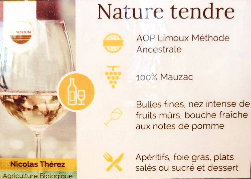 Blanquette de Limoux bio, cuvée « tendre » (vin blanc pétillant)